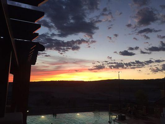 Pool and sunset at night