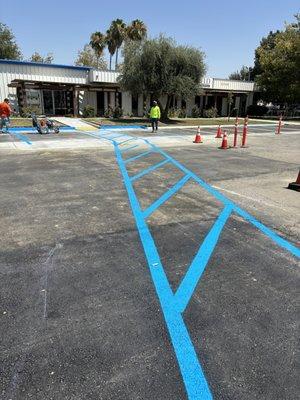 Handicap striping to go along with handicap walkway