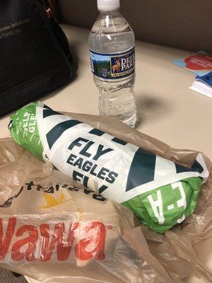 Classic sandwich Eagles style wrap at Wawa and a little H2O for kicks and giggles.