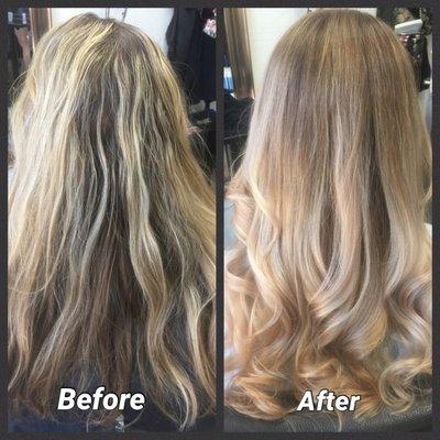 Shadow Roots and Balayage for a beautiful natural blonde that is easy to maintain.