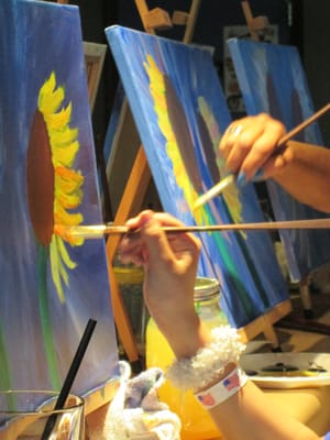 A fantastic Mother's Day painting beautiful sunflowers!