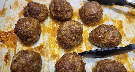 Home made meatballs using ground beef from Bender Farm.