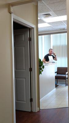 View of the front desk from a treatment table