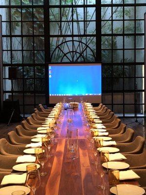 Projector, Screen, and Audio Equipment Installation for Corporate Dinner Meeting