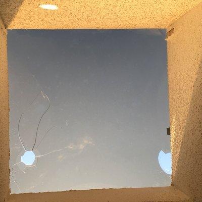 Holes in the skylight.