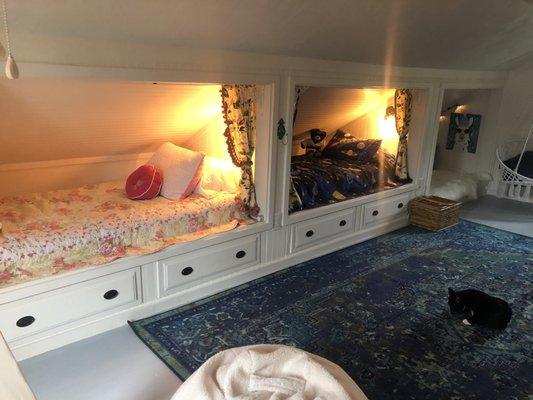 Built in twin beds with drawers underneath