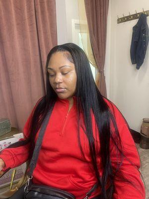 Middle Part Traditional Sew In