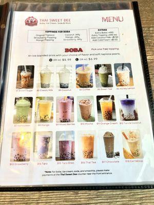 Boba menu