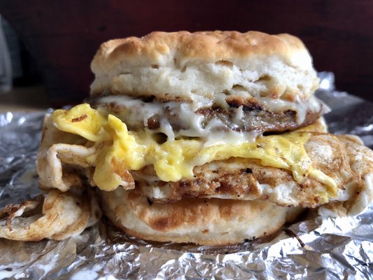 Sausage, egg and cheese biscuit