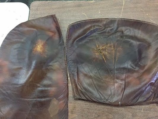 This is a picture of a skin oil damaged leather seat casing.