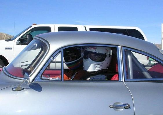 Marco with passenger in TLG's 356 racer at the Streets of Willow