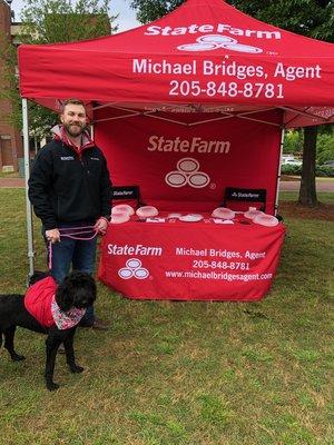 Henley and I supporting doggie non-profit, Hand In Paw.