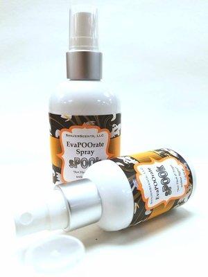 evaPOOrate Toilet Spray.  "sPOOk" scent - a hauntingly fresh scent of red apples, pumpkins, orange peel, and cider.