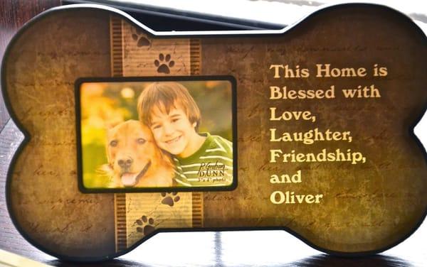 A cute frame, engraved for a pet lover.