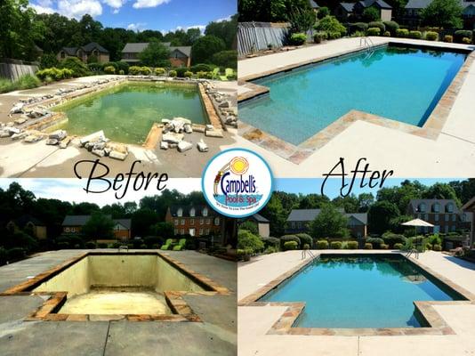 Before & after gunite pool restoration