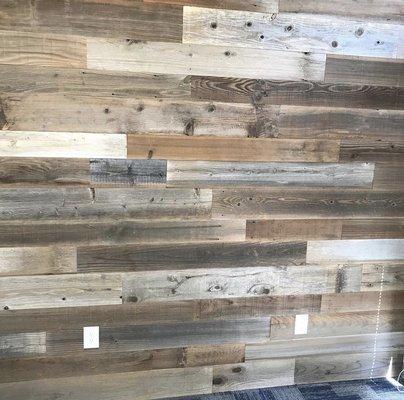 Reclaimed redwood wall paneling