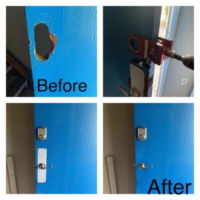 Door repair and new smart lock install.