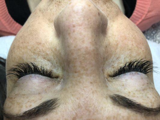 Eyebrow tint, wax and mink eyelash extensions.