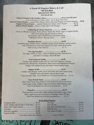 breakfast menu