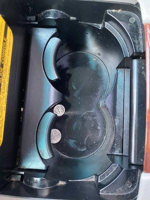 Dirty oily cup holder