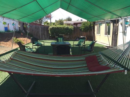 Our new canopy creating perfect shade in our backyard!