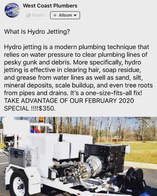 February Hydro Jetting Special