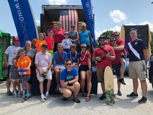 A group of Westwind members walking in Waukee's Annual 4th of July Parade (in 2018).