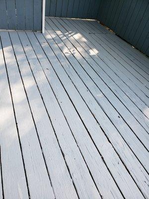 Fresh coat of deck paint protects the deck.  This deck is over 30 years old, has some wear but the fresh coat has brought it back to life.