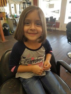 First haircut from Ms. Angela