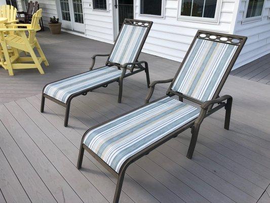 Replacement Chaise slings in Raleigh Stripe Willow