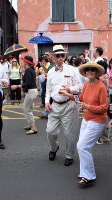 Second Line end in front of Vicki B. home on Royal Street, French Quarter. Sending her off in traditional jazz FUNeral..