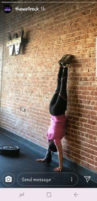 53 year old body doing a handstand!