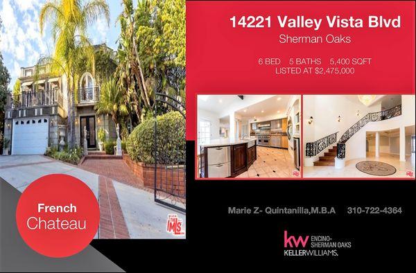 14221 Valley Vista Blvd, Sherman Oaks, CA 91423  6 Bed  | 5 Bath   5,400 Sqft   | 15,864 Sqft Lot Price: $2,475,000