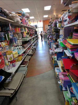 The store aisle of school supplies.