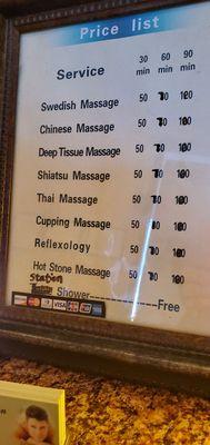 So called menu.  But it's all the same massage.