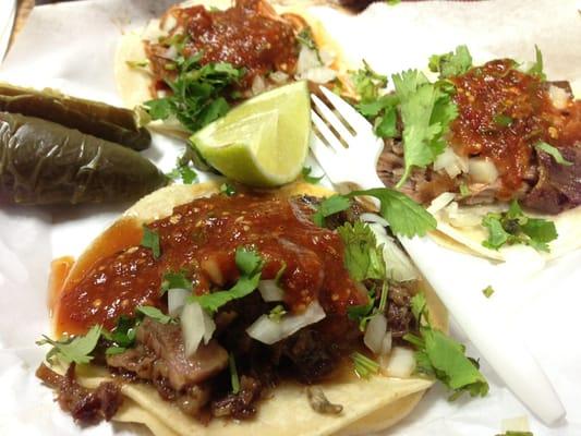 Carne asada, pollo, al pastor tacos