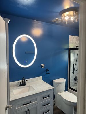 Bathroom remodel that the team finished.