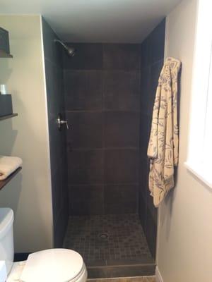 Old shower insert replaced with tile shower (Lake Forest Park)