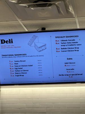 Deli menu