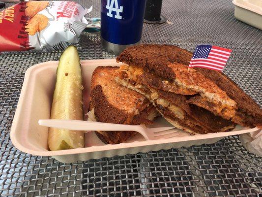 Vegan Reuben with a pickle