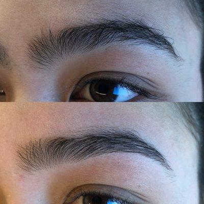 Before and after for a Brow Wax