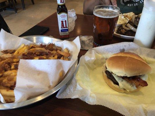 Bacon cheeseburger with loaded fries