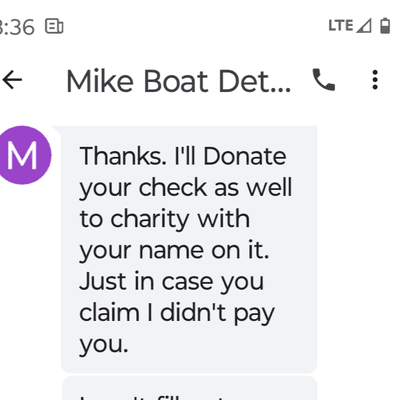 East coast  boat  detailing doesn't pay his employees a week before Xmas