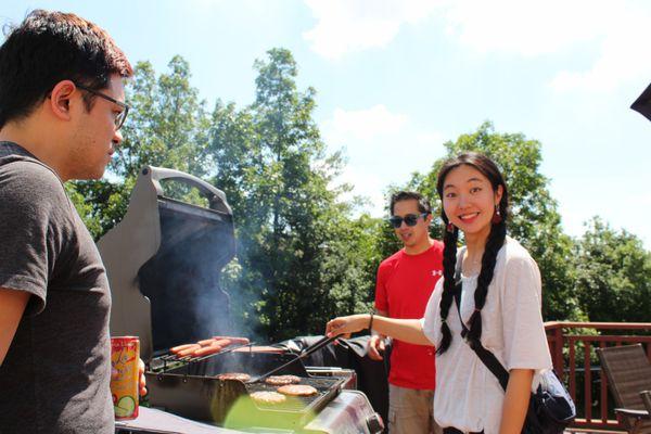 Students celebrate 4th of July with a cookout and sparklers!