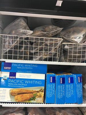 Large variety of frozen fish and meats