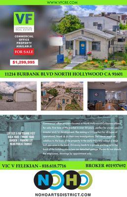 FOR SALE - Transit Oriented Community Property in NoHO 818.618.7716