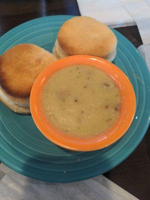 Famous biscuits and gravy, nothing like it!