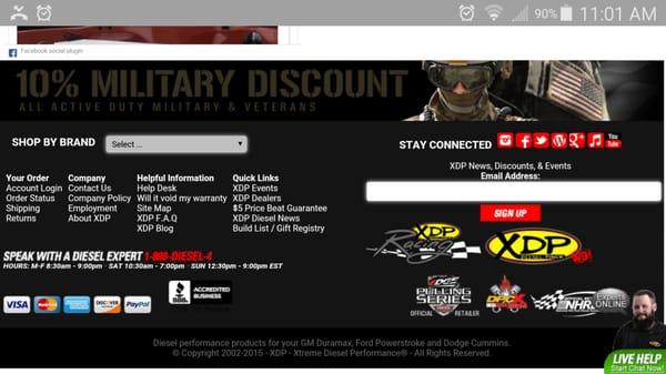 10% military discount.and beat all prices by $5