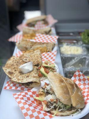 Burritos quesadillas tortas