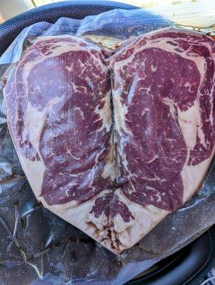 Heart shaped ribeye for Valentine's Day